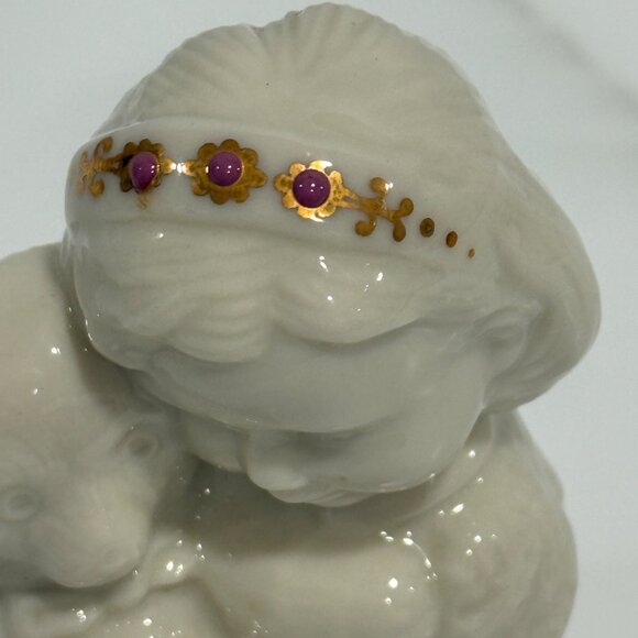 VTG 1994 Lenox China Jewels Teddy's Tired Figurine Girl Hugging Teddy Bear 4" - Picture 3 of 10